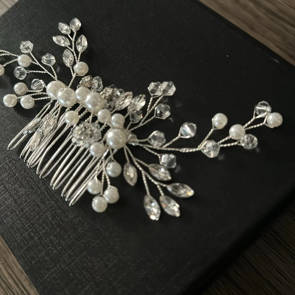 Bridal Flower Girl Silver Boho Wedding Gala Hair Comb Clip Hair Accessory